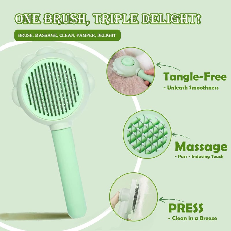 Foomegik Self Cleaning Cat Brush for Shedding, Nail Clipper with LED Light and Nail File, Slicker Brushes and Nail Trimmer for Long Haired Cats (Not Included LR44 Button Cells), Grooming Kit, Cat Lover Gifts - Image 5